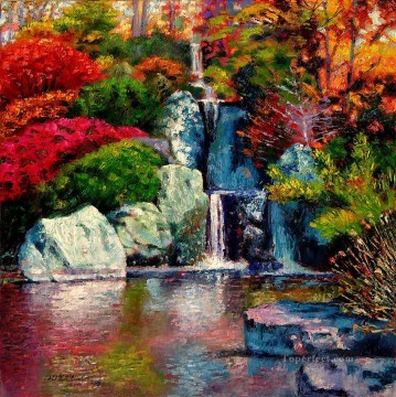 jardín japonés en cascada Pinturas al óleo